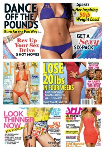 Magazine covers with weight loss features