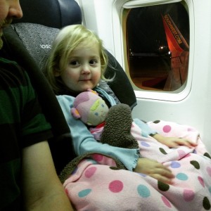 Isla in her Cosco Scenera flying Southwest